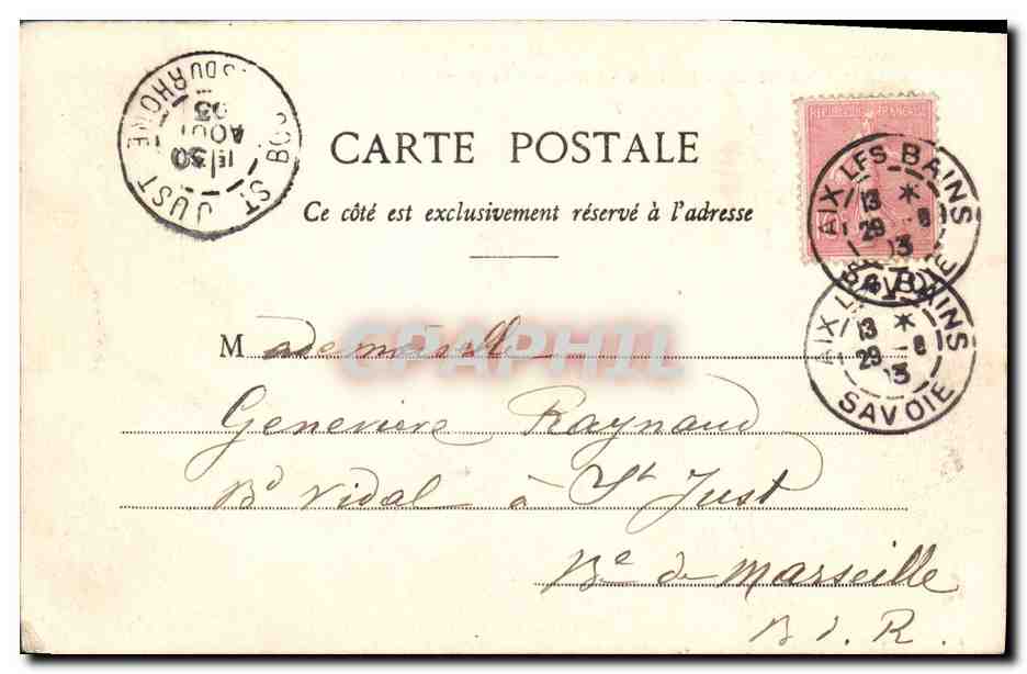 CPA Chateau de Bordeau Aix les Bains — Verso