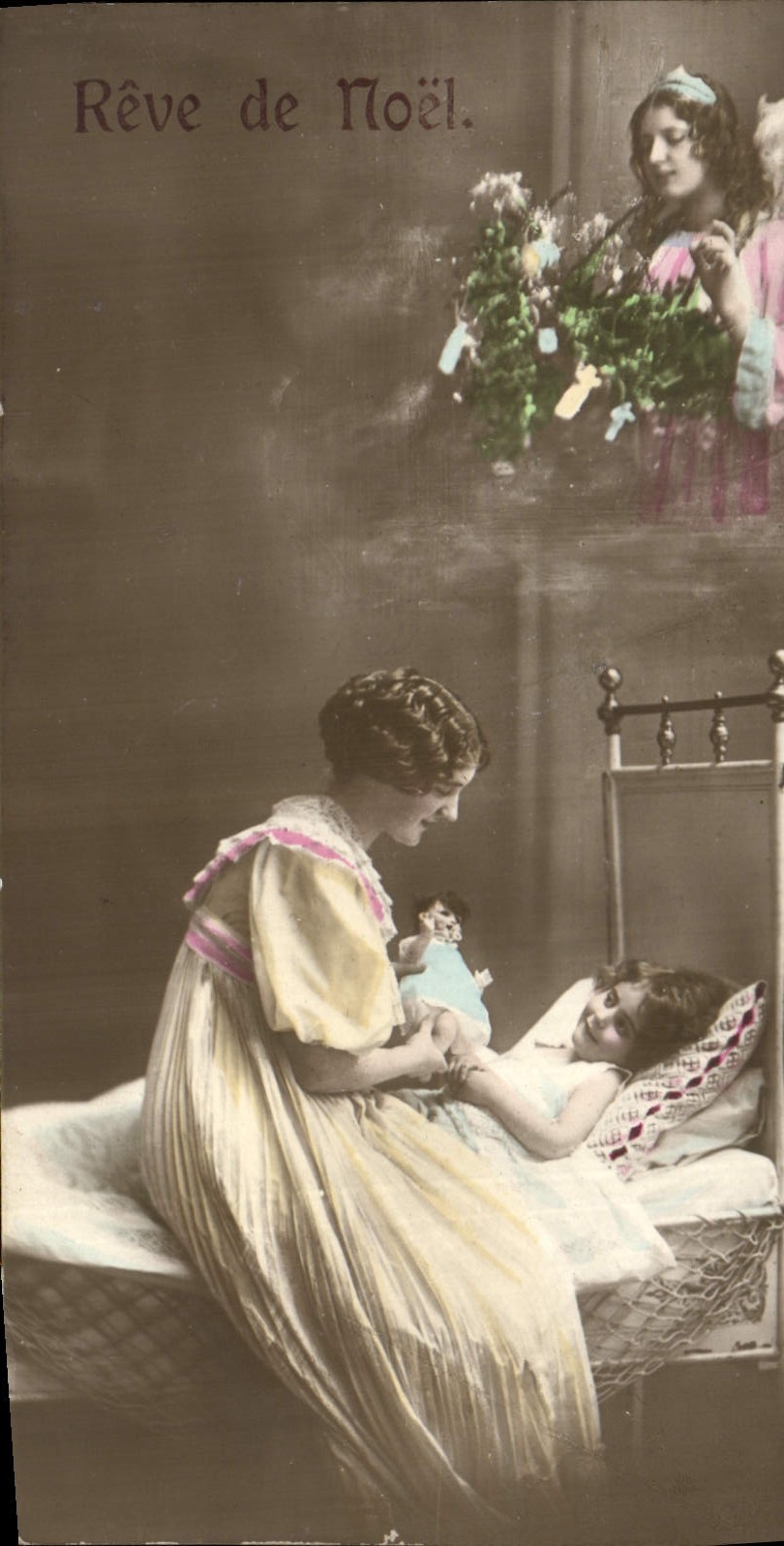 CPA Fantaisie Enfant Poupee Ange Noel