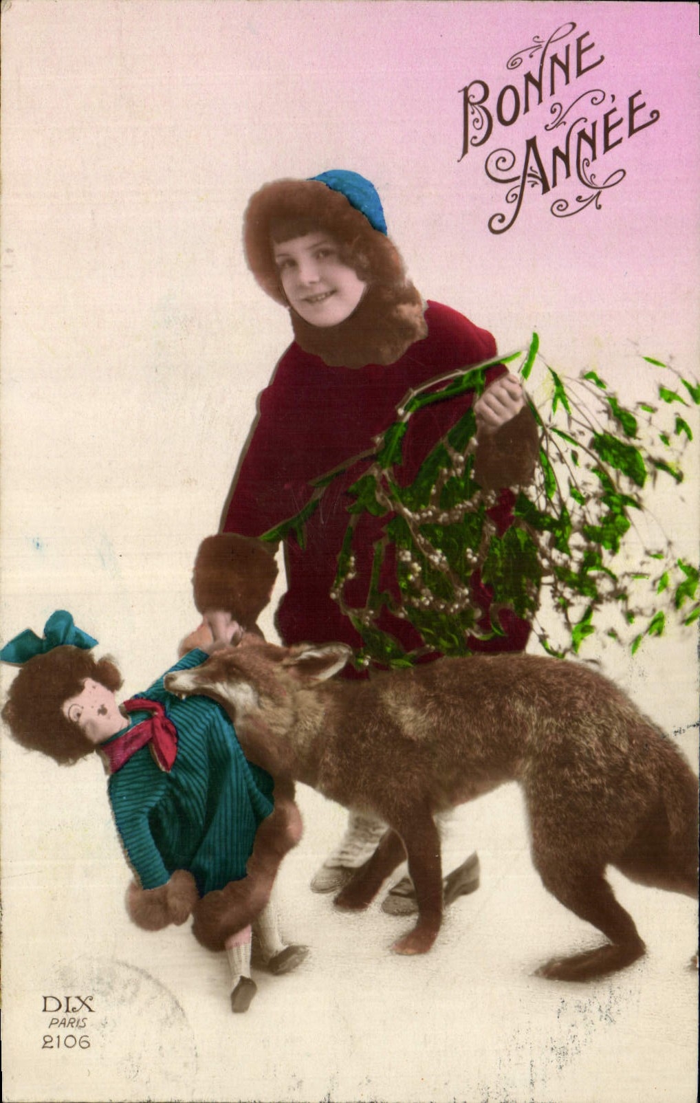CPA Fantaisie Enfant Poupee Bonne annee Renard