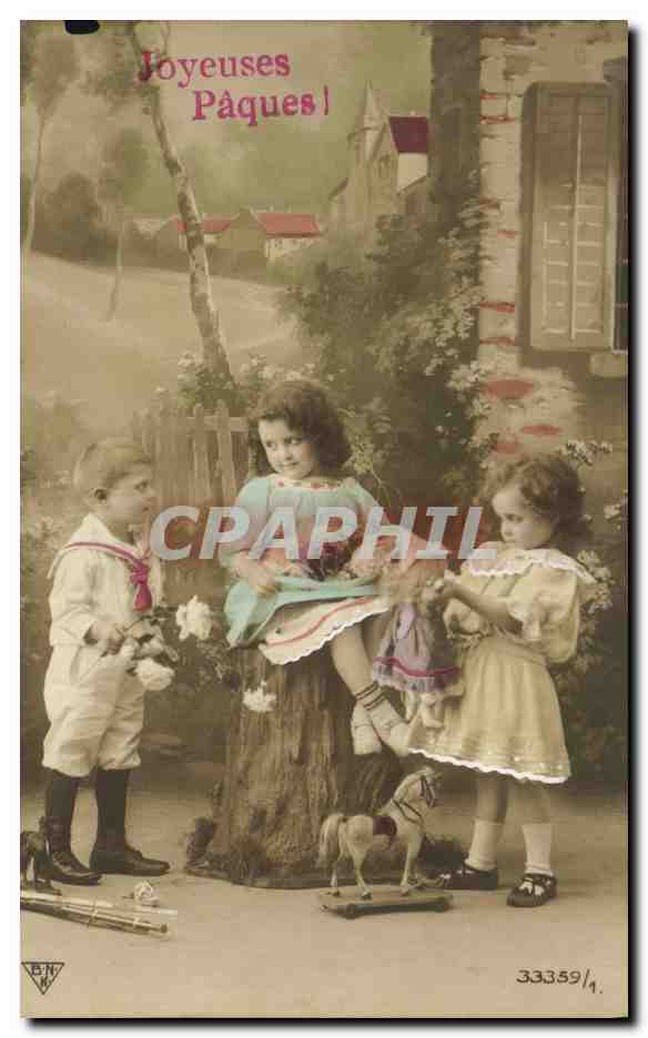 CPA Fantaisie Enfant Poupee Enfants Paques