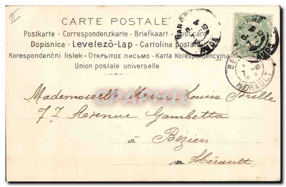 Femme en robe rose poussant un chariot avec sapin de Noël — Série 709 No. 6 — Bibise, Germaine — Achterkant