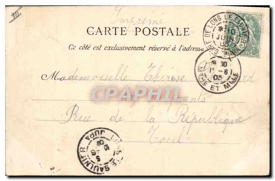 CPA Palais de justice Lons le Saulnier — Verso