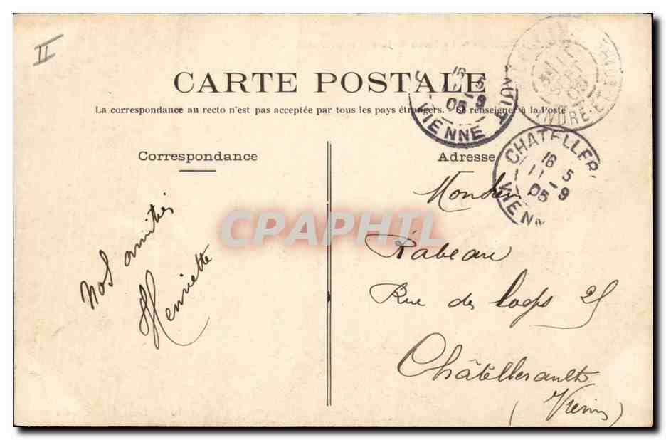 CPA Palais de justice et l'Hotel de ville Loudun — Verso