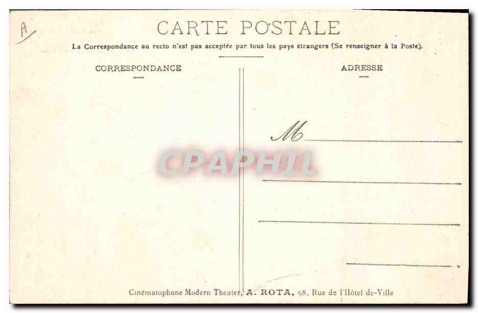 LYON — Pont du Palais de Justice et Coteau de Fourvière — Cinématophone Modern Theater, A. ROTA — Verso