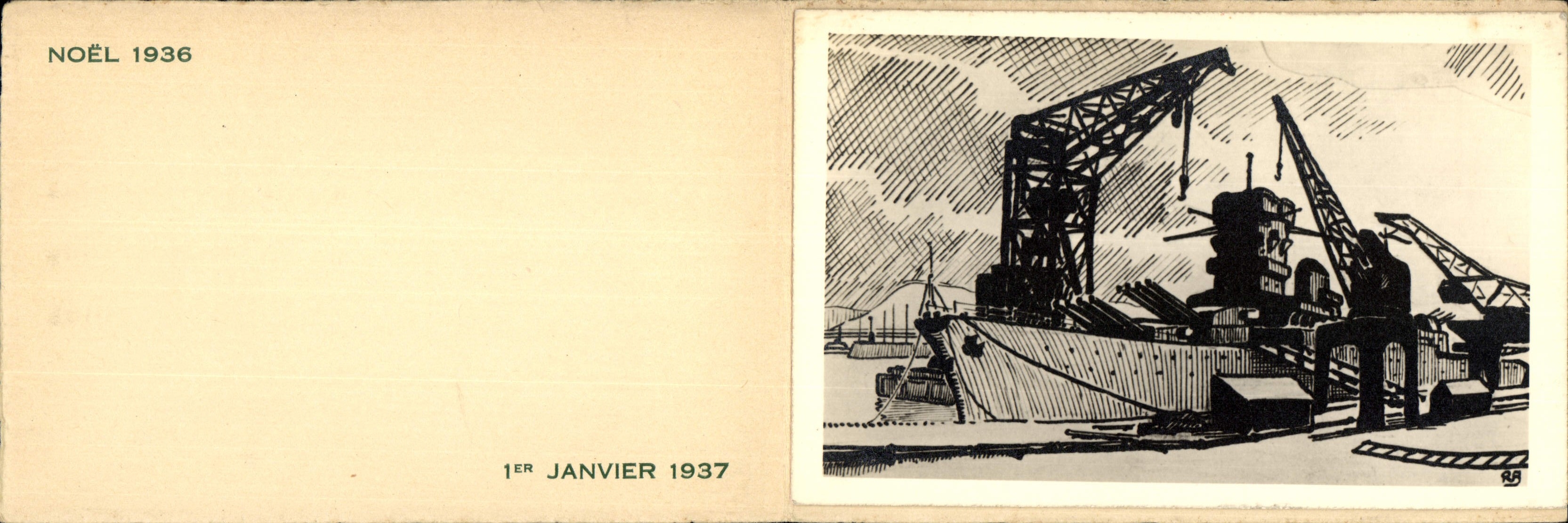 Croiseur de bataille "Dunkerque" — illustration de chantier naval — éditeur Signore Sottili, n° 55
