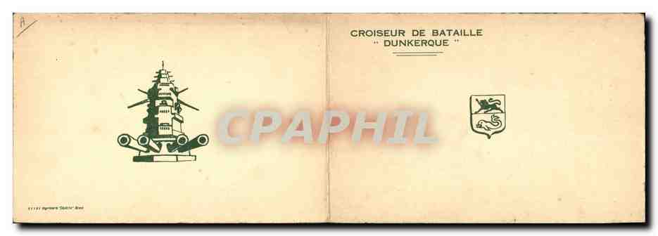 Croiseur de bataille "Dunkerque" — illustration de chantier naval — éditeur Signore Sottili, n° 55 — Reverso