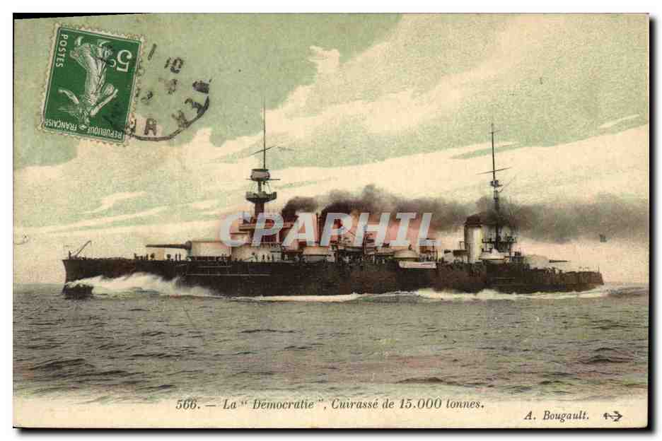 CPA Bateau de guerre Le Democratie Cuirasse