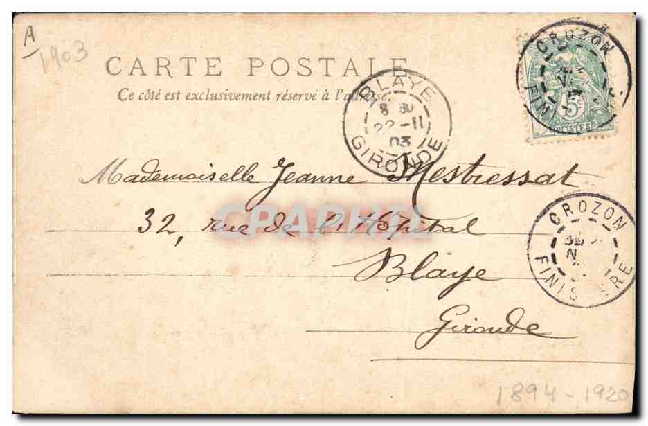 CPA Bateau de guerre Le Descartes Croiseur de 2eme classe  — Verso