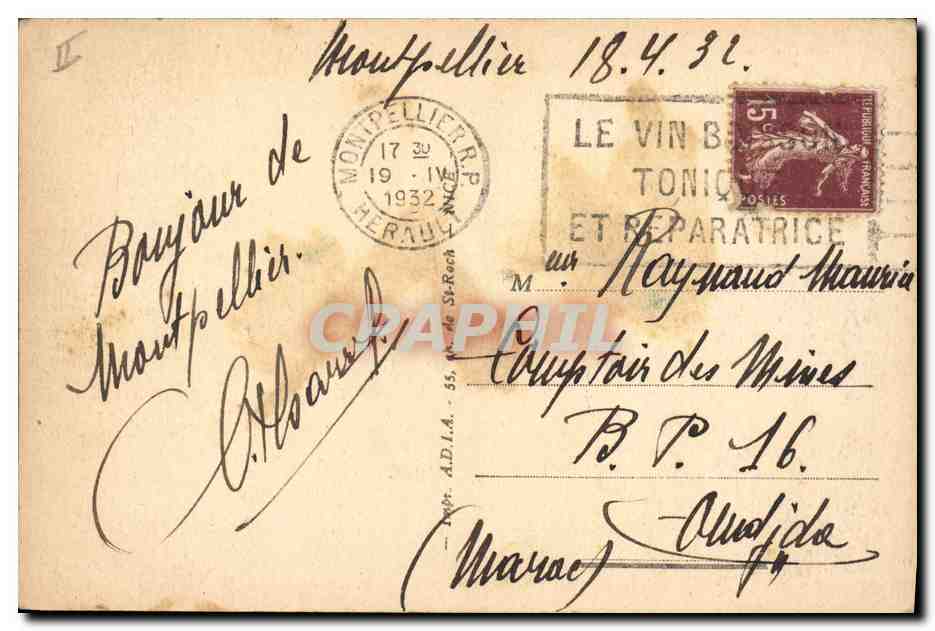 CPA Prefecture Montpellier — Verso