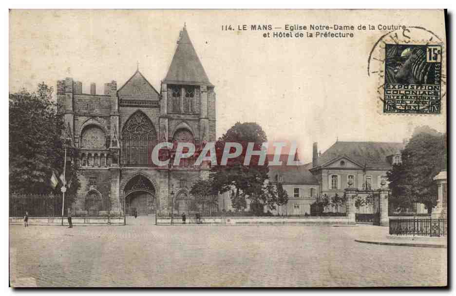 CPA Le Mans Eglise Notre Dame de la Couture et l'Hotel de la Prefecture 
