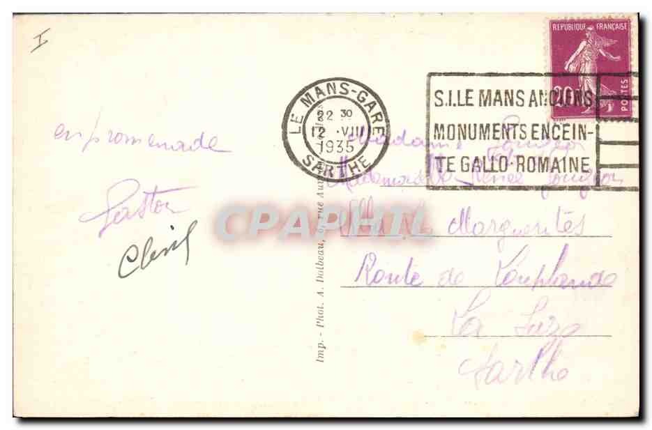 CPA Le Mans L'eglise de la Couture La Prefecture et le square — Verso