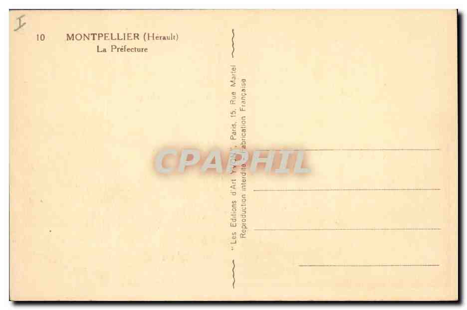 CPA Prefecture Montpellier — Verso