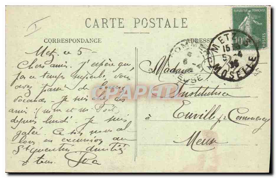 CPA Prefecture Metz — Verso