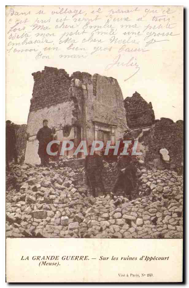 CPA Militaria Sur les ruines d'Ippecourt