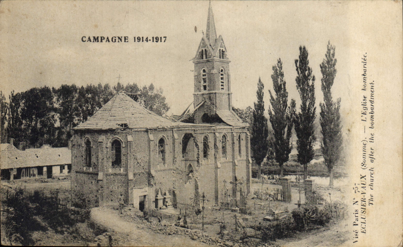Kirche von Eclusier-Vaux — zerstört durch Bombenangriff — Visé Paris N° 557