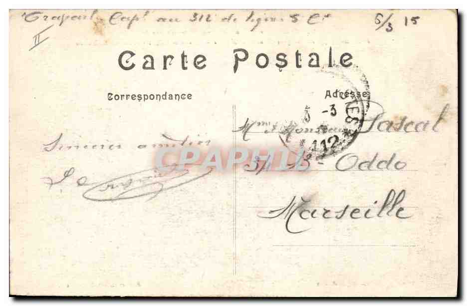 CPA Militaria Bataille de la Marne Frignicourt pres Vitry le Francois Place de l'eglise et rue de la — Rückseite