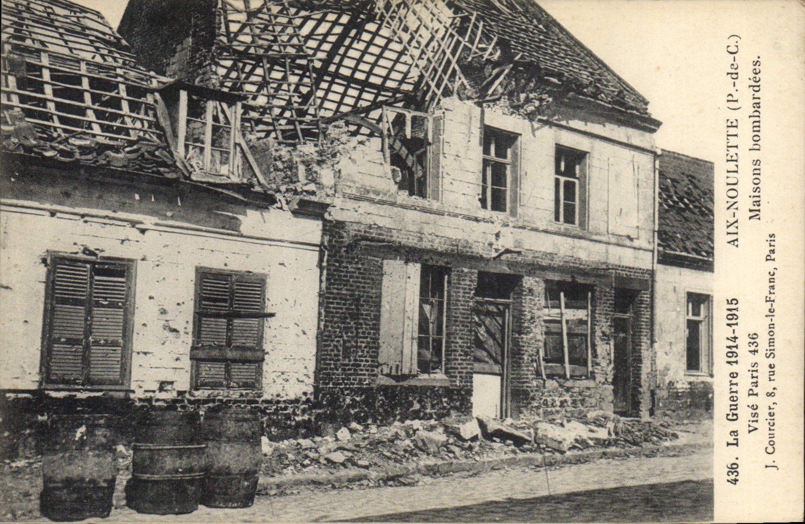 CPA Militaria Aix Noulette Maisons bombardees