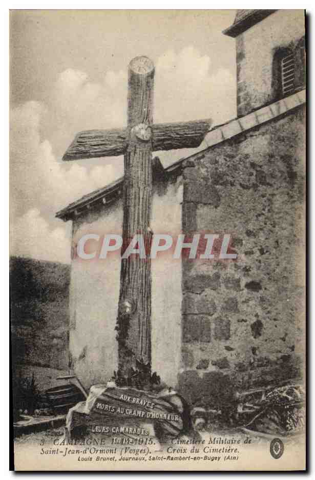 Kreuz des Militärfriedhofs Saint-Jean-d'Ormont — Vosges — 1915 — Louis Brunet, Journavaux