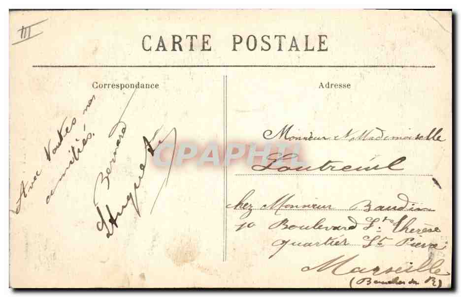 CPA Folklore Elliant Futurs epoux — Verso