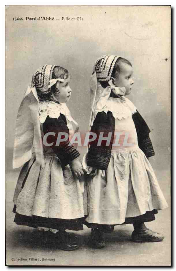 CPA Folklore Pont L'Abbe Fille et Gas