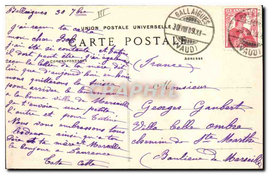 CPA Folklore Pont L'Abbe Fille et Gas — Verso