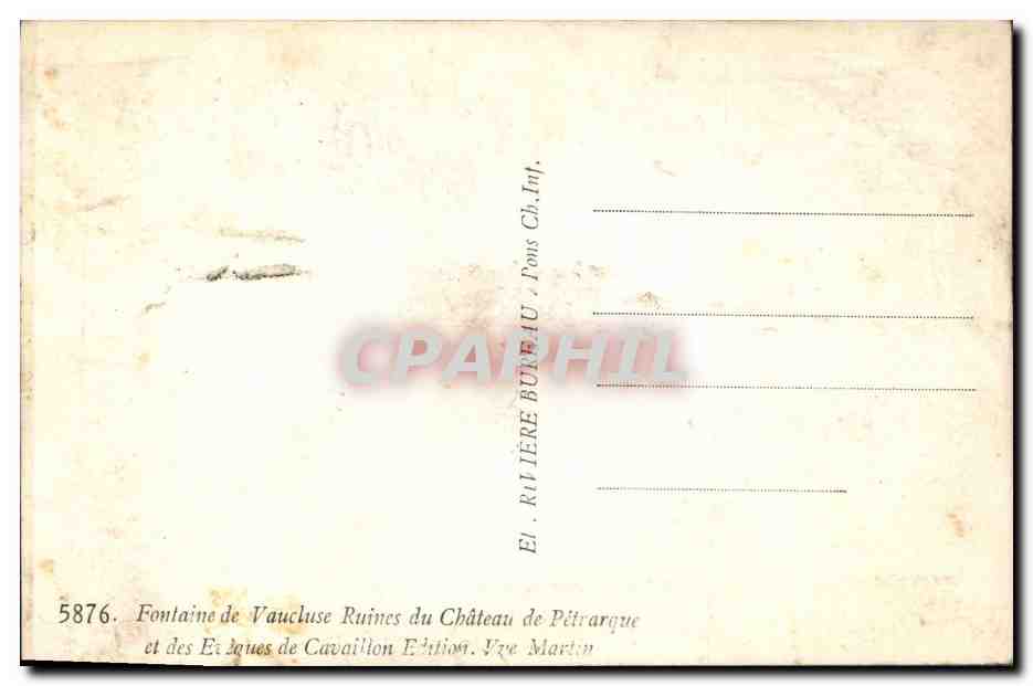 CPM Fontaine de Vaucluse Ruines du Chateau de Petrarque et des eveques de Cavaillon  — Rückseite