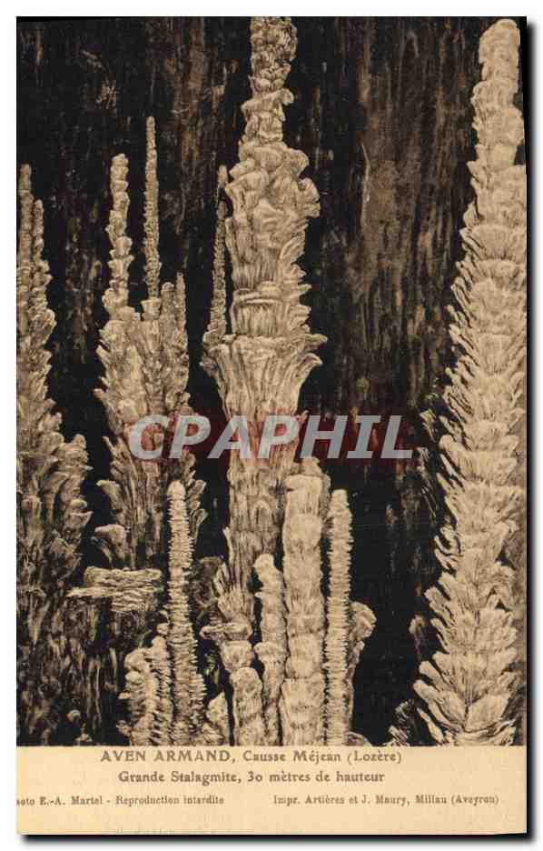 CPA Grotte Grottes Aven Armand Causse Mejean Grande stalagmite 