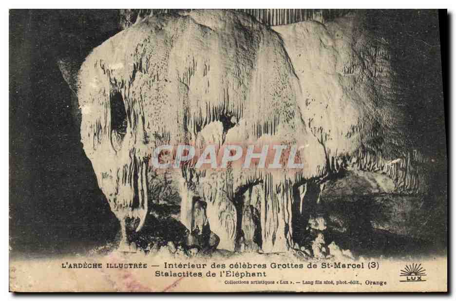 CPA Grotte Grottes Interieur des celebres grottes de St Marcel Stalactites de l'elephant 