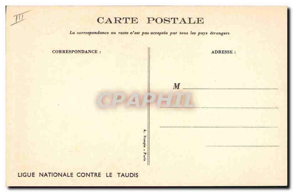 Enfants et femme avec enfant — scène de rue — Ligue Nationale Contre le Taudis — Verso