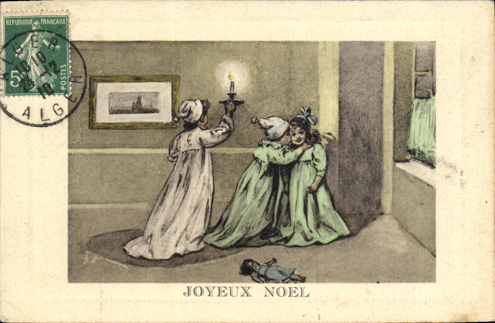 CPA Fantaisie Enfant Poupee Noel
