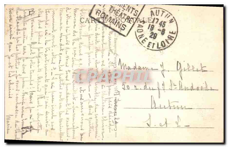 Fille en costume traditionnel tirant un landau — éditeur Carte Postale Romains — Rückseite