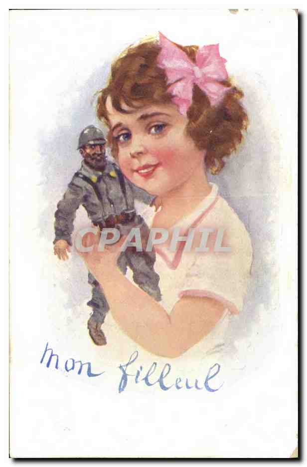 CPA Fantaisie Enfant Poupee Notre filleul Militaria