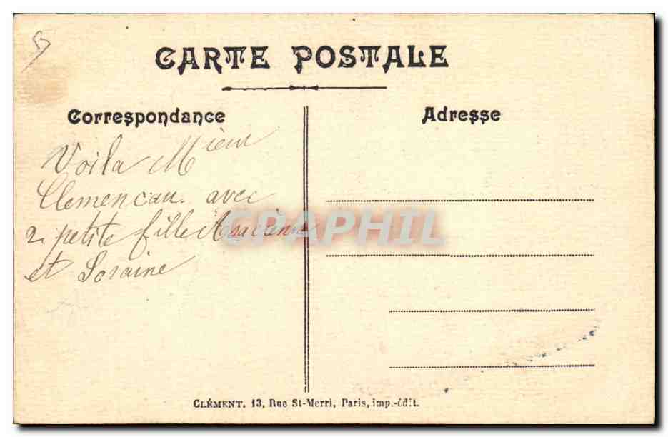 Paysage hivernal avec père et deux enfants — Gelfberg — Clément, 13 Rue St-Merri, Paris, imp.-éd't. — Rückseite