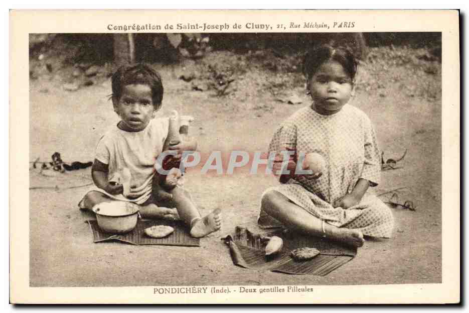 Pondichéry (Inde) - Deux gentilles Fillesules — Congrégation de Saint-Joseph de Cluny, 21 Rue Méchain, PARIS