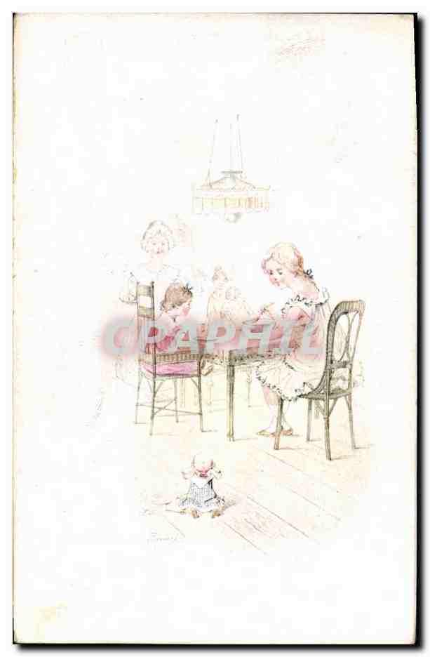 Enfants à table — scène de vie domestique — The Italian Modern Masters, série N° 1728