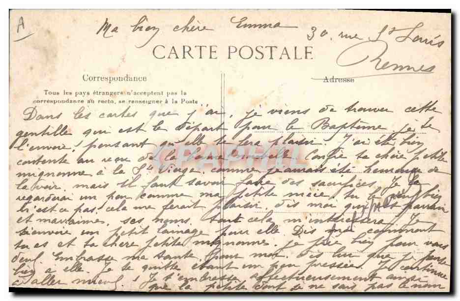 CPA Folklore Plougastel Daoulas Le depart pour le bapteme — Verso