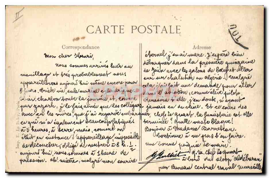 Marine Nationale — « Démocratie » — Cuirassé d'Escadre — National Fleet — « Democratie » — Squadron Dreadnought — Verso