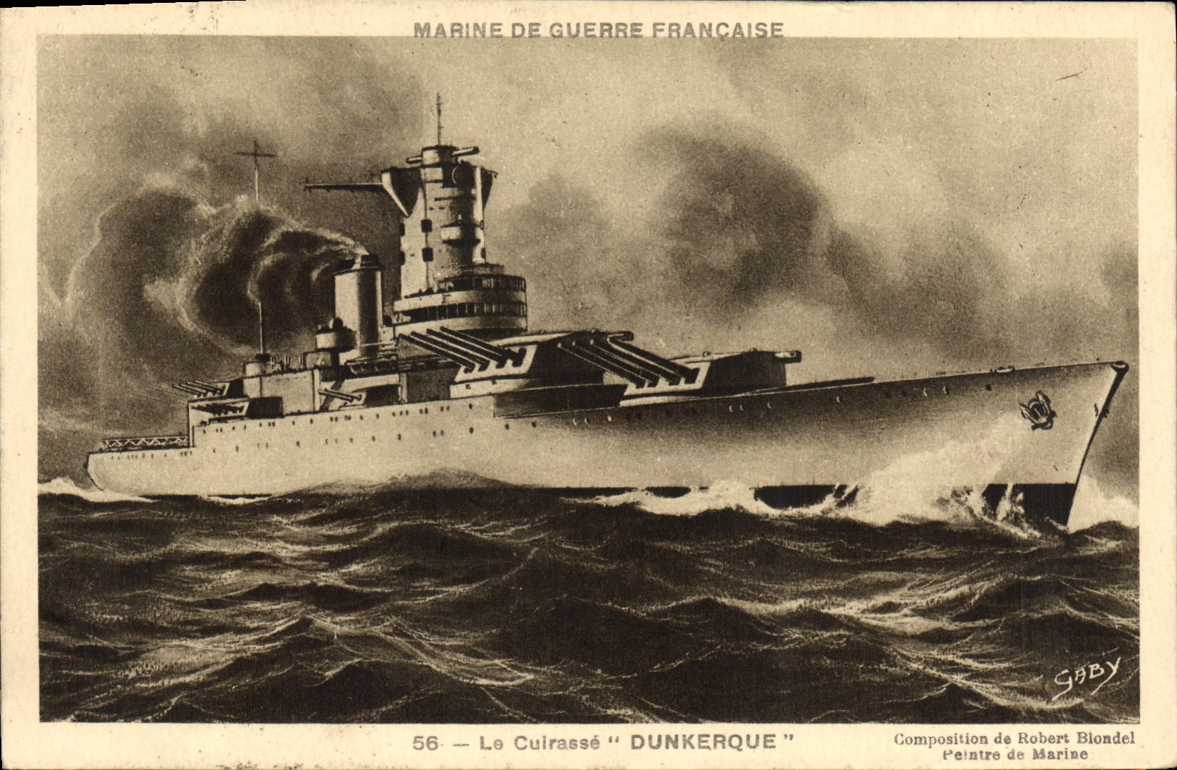 Le Cuirassé "Dunkerque" — Marine de Guerre Française — Composition de Robert Blondel — Gaby, n°56