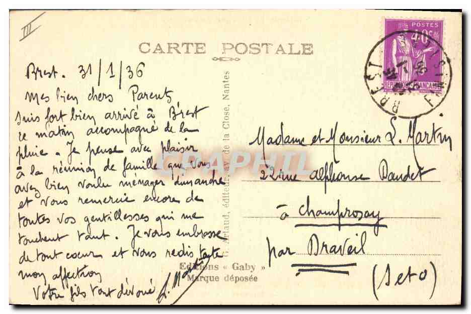 Le Cuirassé "Dunkerque" — Marine de Guerre Française — Composition de Robert Blondel — Gaby, n°56 — Verso