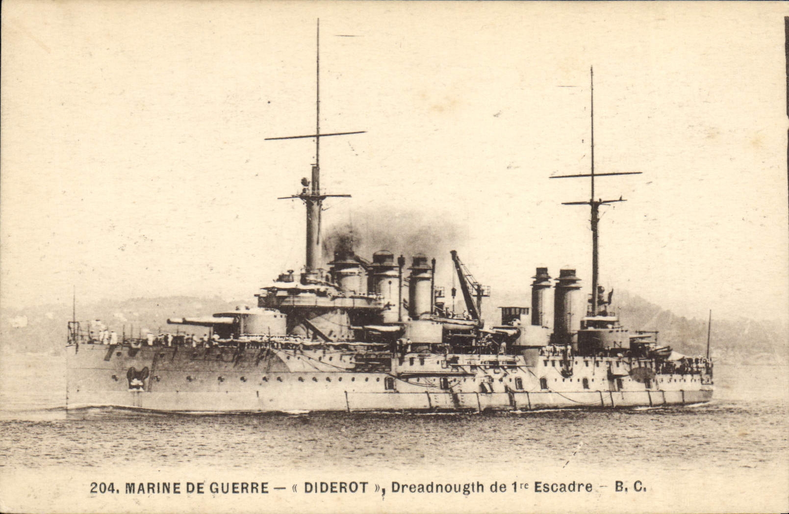 CPA Bateau de Guerre Diderot Dreadnought de 1ere escadre