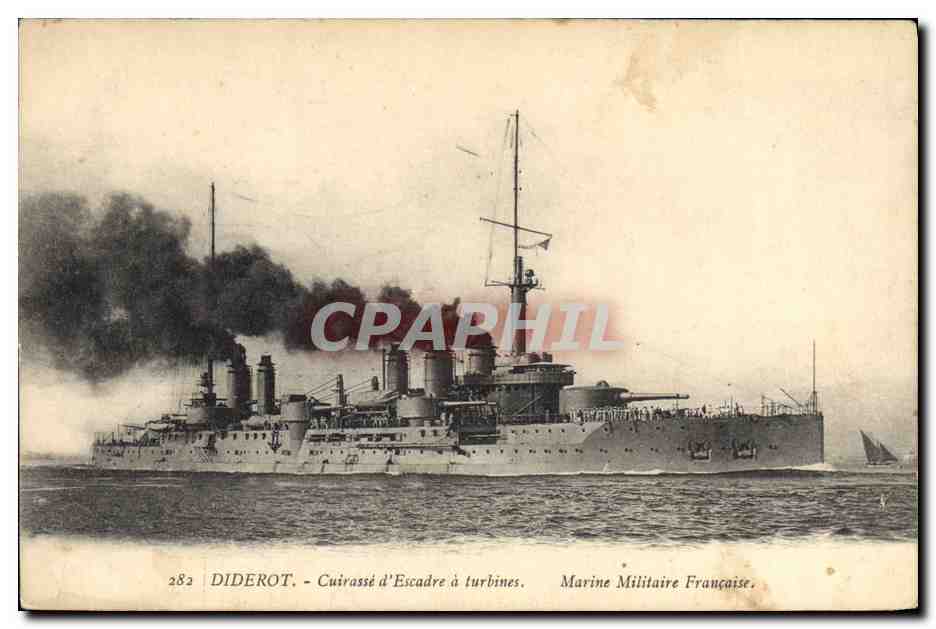 CPA Bateau de Guerre Diderot Cuirasse d'escadre a turbines