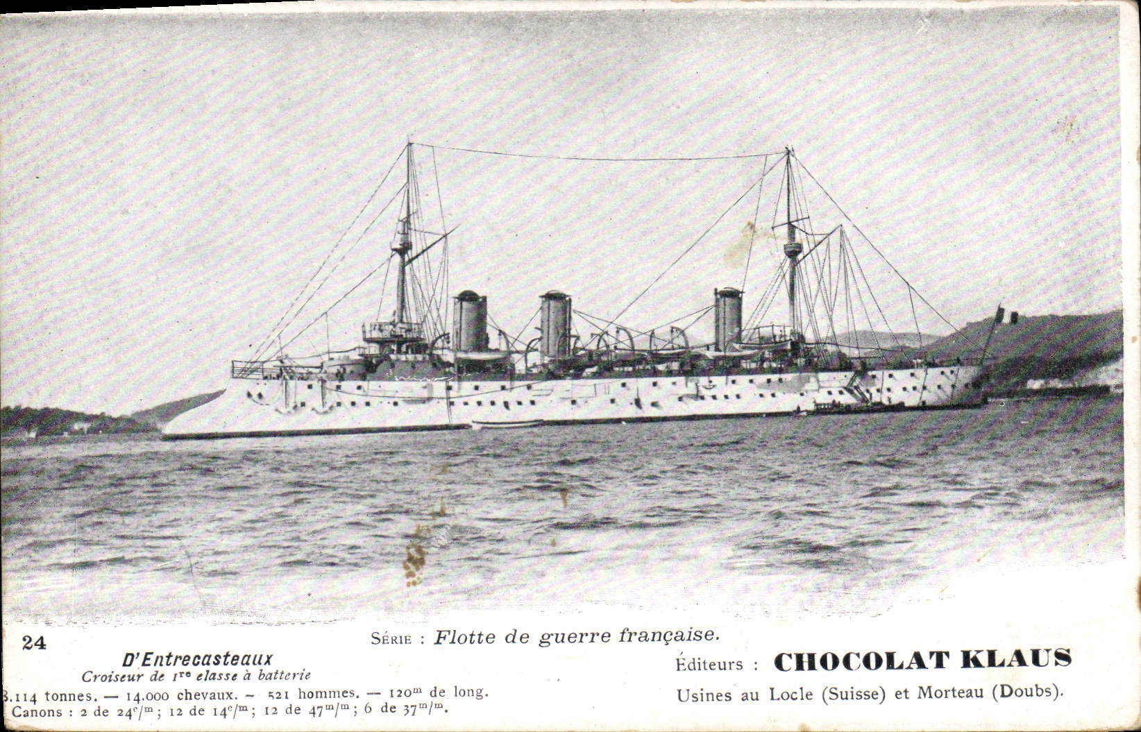 Croiseur D'Entrecasteaux — Flotte de guerre française — Éditeurs CHOCOLAT KLAUS