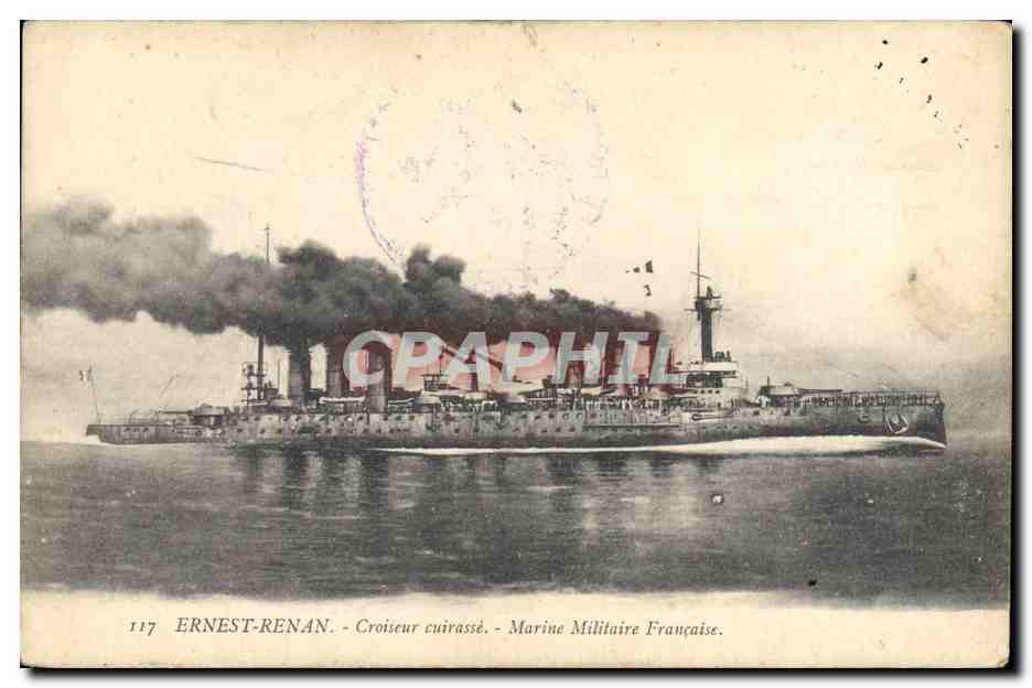 CPA Bateau de Guerre Ernest Renan Croiseur Cuirasse 