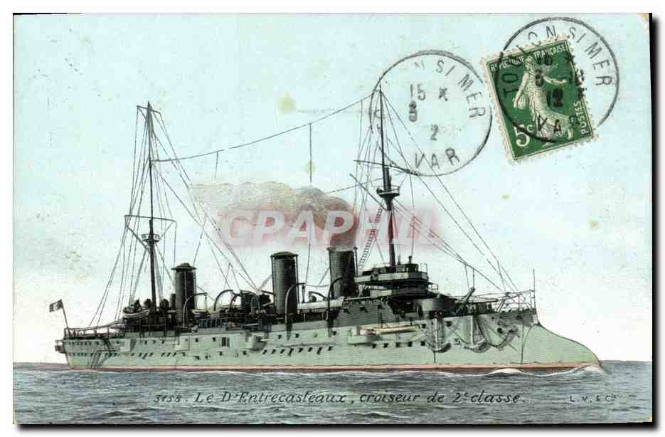 CPA Bateau de Guerre Le D'Entrecasteaux Croiseur de 2eme classe