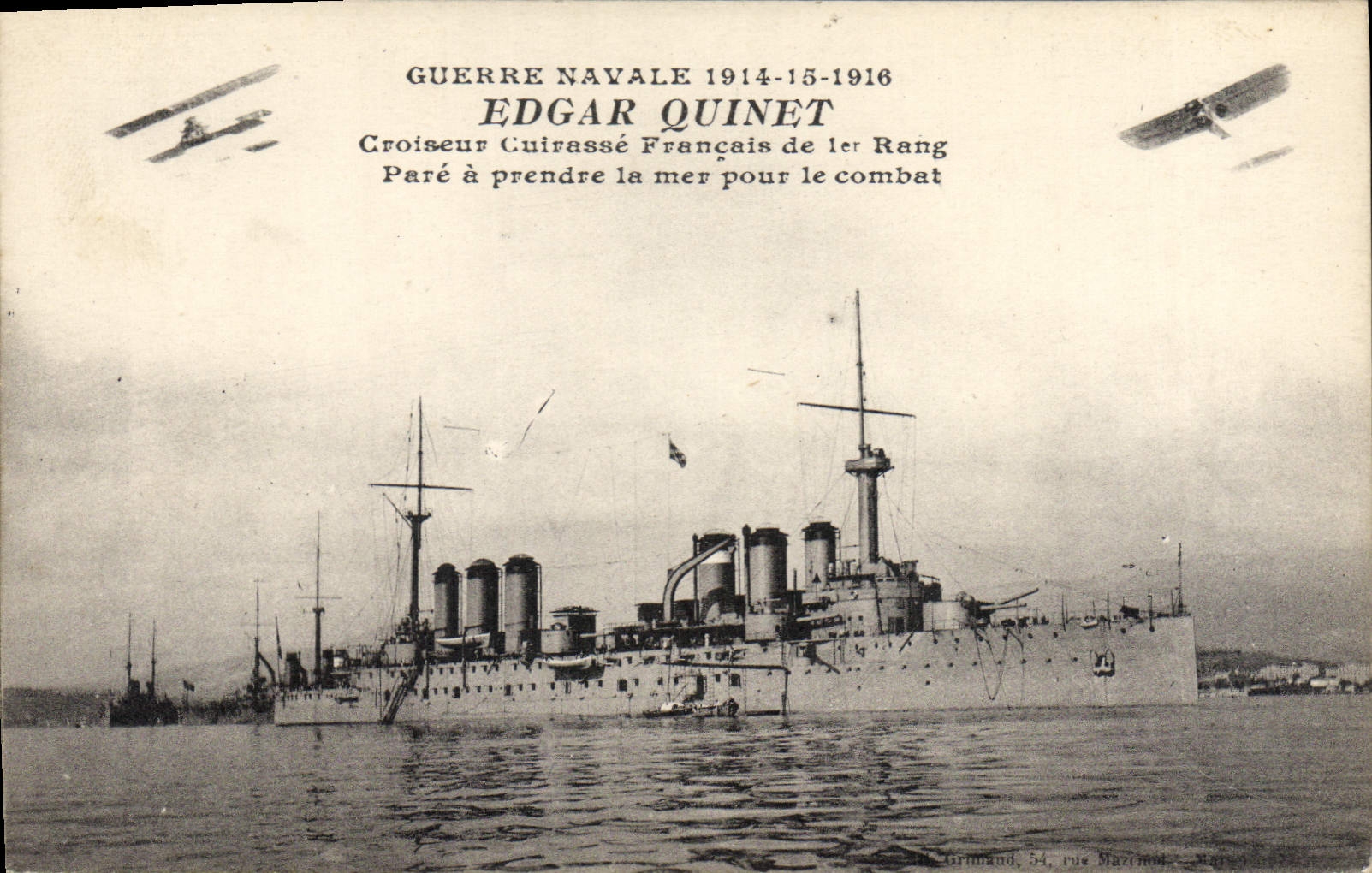 Crucero blindado Edgar Quinet — Guerra Naval 1914-1916 — Grimand, 54 rue Mazinot
