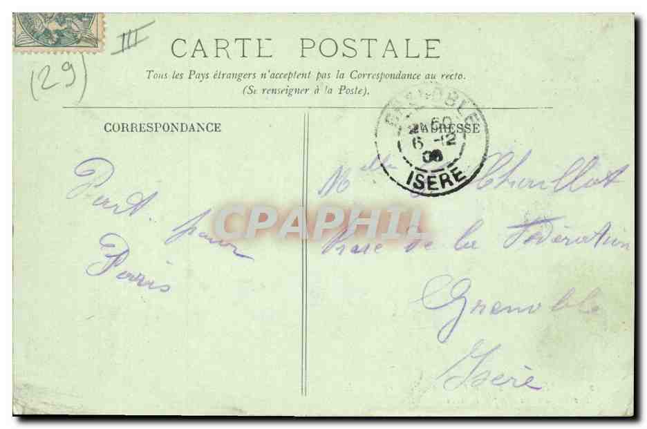 CPA Bateau de Guerre Brest Le pont national ouvert Sortie du croiseur d'Estrees — Verso