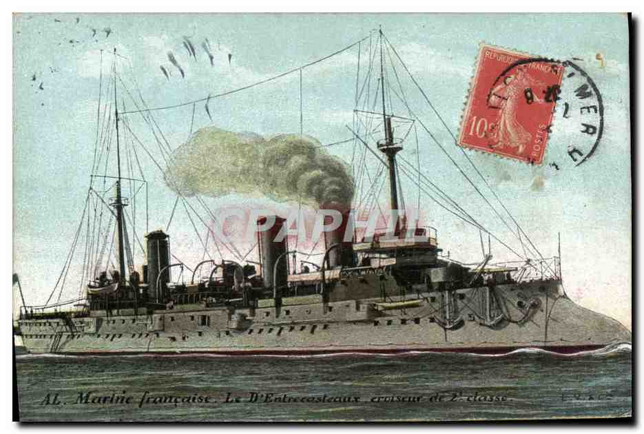 CPA Bateau de Guerre Le D'Entrecasteaux croiseur de 2eme classe