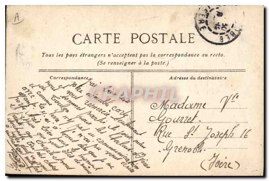 CPA Bateau de Guerre Le D'Entrecasteaux croiseur de 2eme classe — Verso