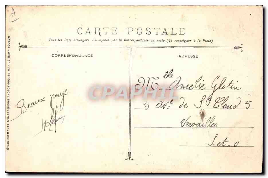 CPA Bateau de Guerre Ernest Renand Croiseur Cuirase — Verso