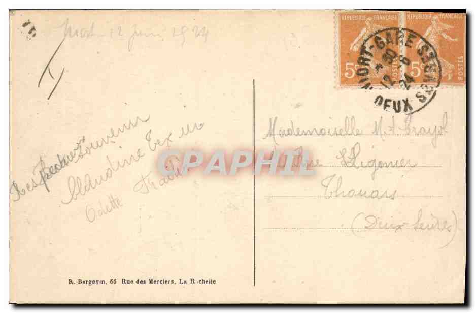CPA Prefecture des Deux Sevres Niort — Verso